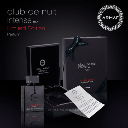 Club de Nuit Intense Man Limited Edition Parfum by Armaf is a fragrance for men. Club de Nuit Intense Man Limited Edition Parfum was launched in 2021. Top notes are Lemon, Pineapple, Lime, Black Pepper, Bergamot and Pink Pepper; middle notes are Jasmine, Lily-of-the-Valley, Rose and Freesia; base notes are Ambroxan, White Musk, Ambergris, Cedar, Patchouli and Leather. affordable perfume in Sri Lanka